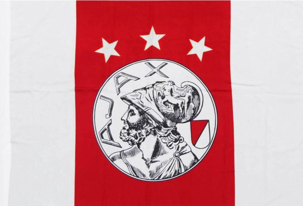 Vlag Ajax Reus 150x225 Cm Rood Wit Oude Logo Sinqel