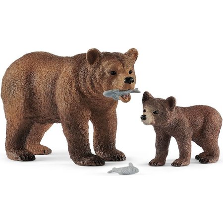 Schleich Schleich Grizzly beer moeder met jong 42473 - Speelfiguur - Wild Life - 10 x 12,5 x 7 cm