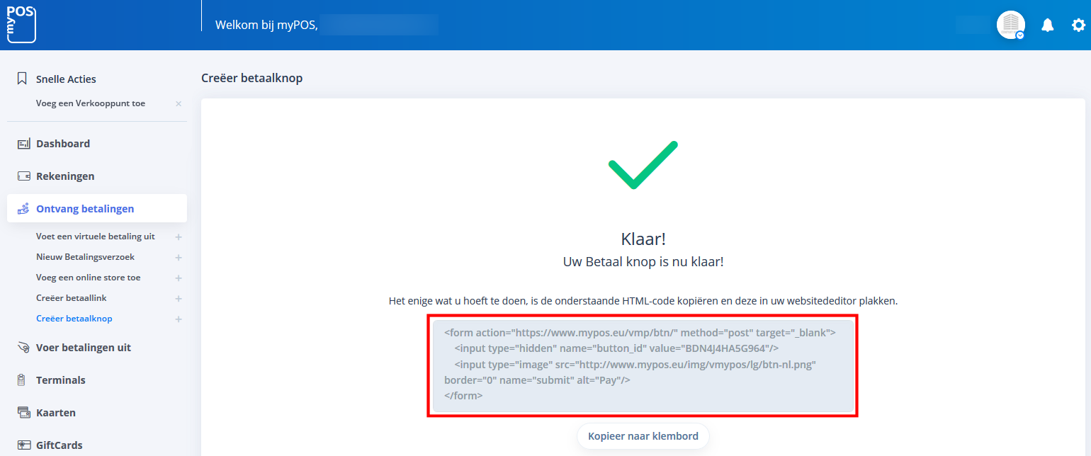 betaalknop aanmaken
