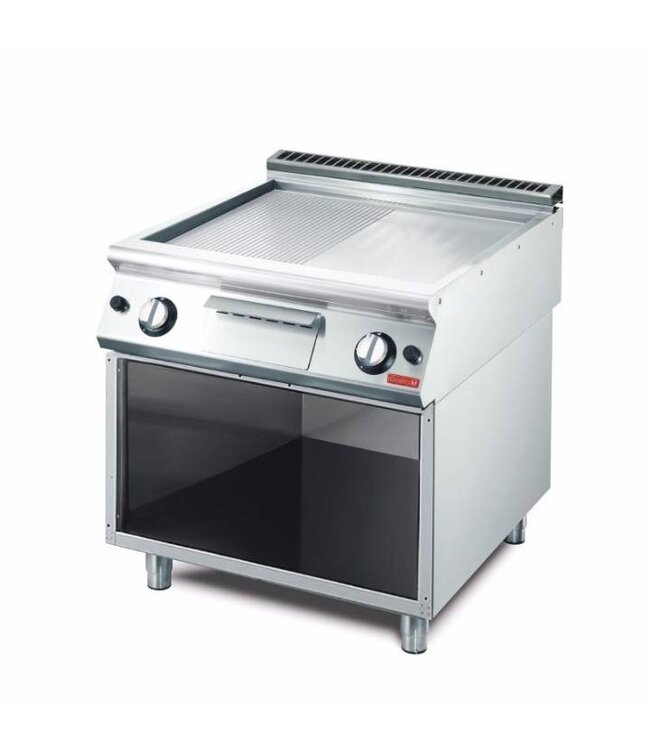 Bakplaat aardgas | verchroomd | glad gegroefd | Gastro M 700 | 12kW | (H)85x(B)80x(D)70