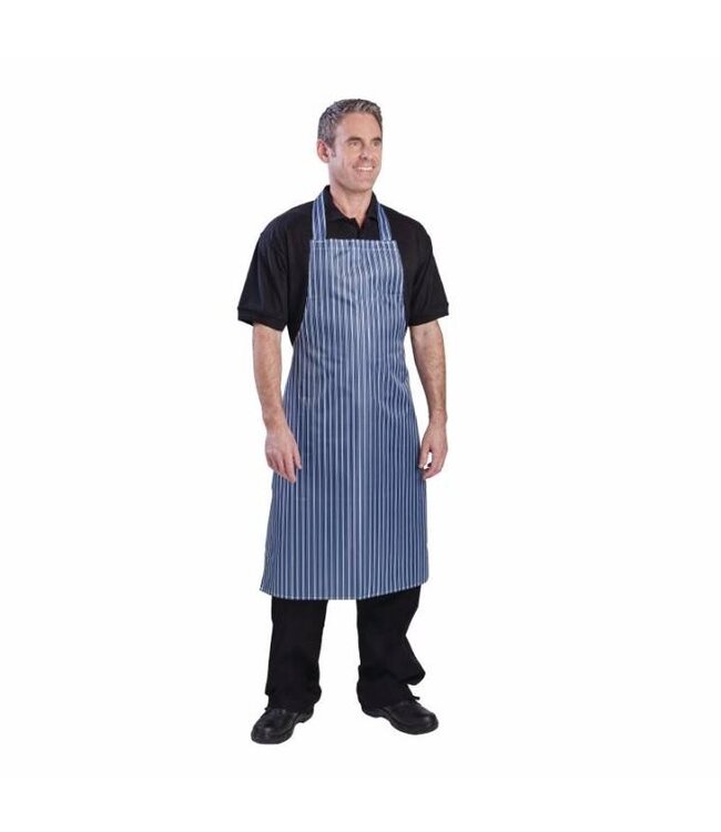 Waterdichte nylon schort - blauw gestreept