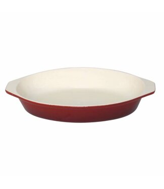 Vogue Ovale gratineerschaal - gietijzer - Ø195x140mm - rood