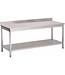Werktafel RVS met onderschap en achteropstand - gelast - 88(H)x180x60cm