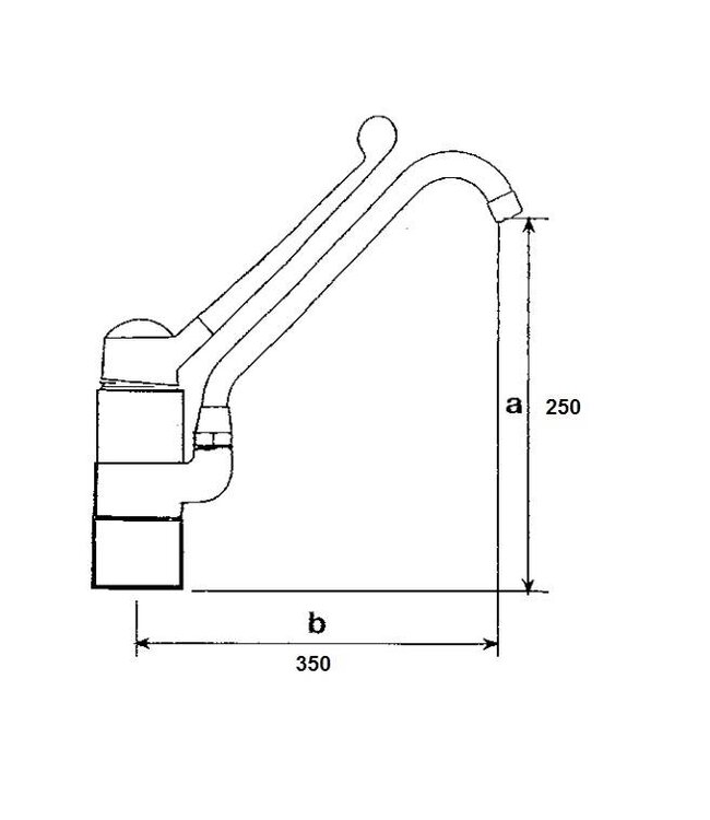 Mengkraan elleboog bediening | tafelmodel | 1/2" aansluiting | 350mm zwenktuit