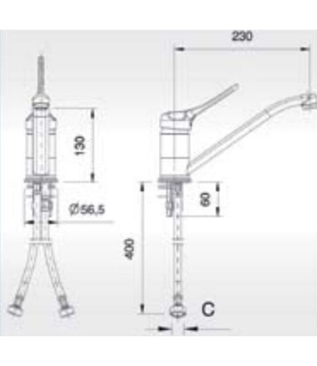 Mengkraan een greep bediening | tafelmodel | 1/2" aansluiting | 230mm