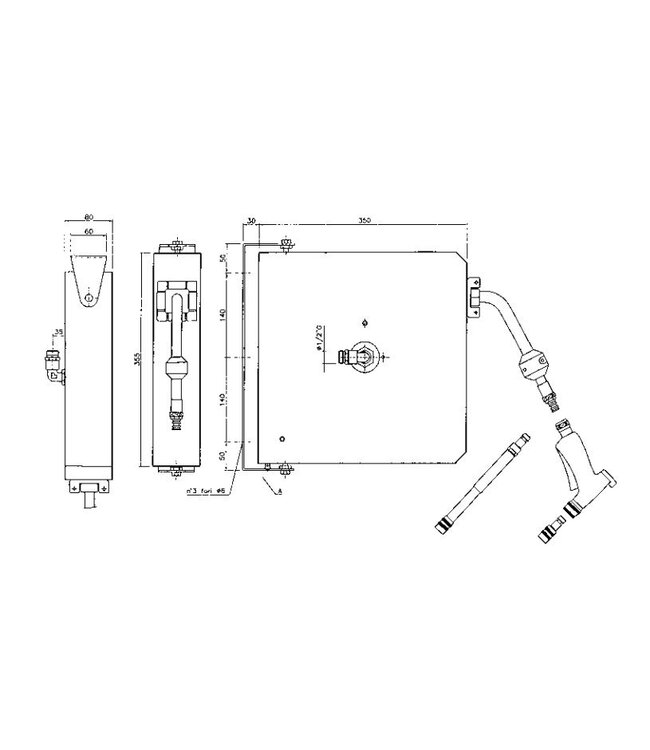 Keuken slanghaspel | 500cm slang | 1/2" aansluiting