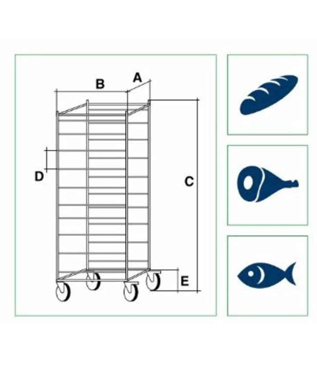 Regaalwagen ECO | gelast | 2/1GN | 20 etages