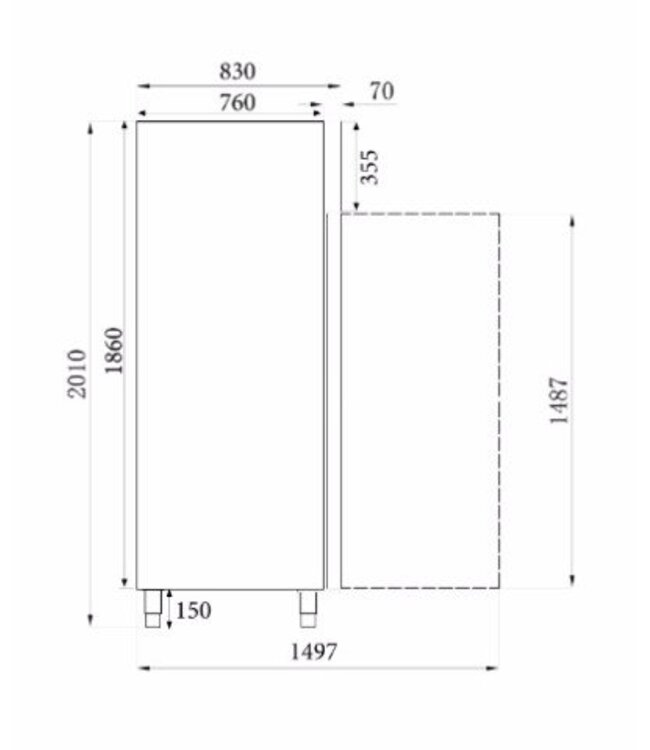 Vrieskast RVS met RVS interieur | 1410L | (H)201x148x83cm