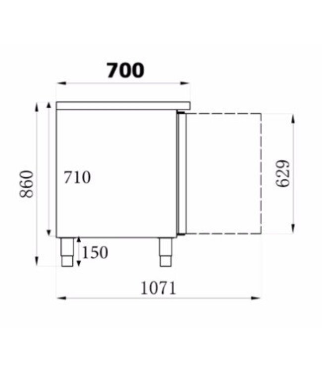 Koelwerkbank Standard Line | 2 deurs | 282L | (H)85x(B)136x(D)70cm