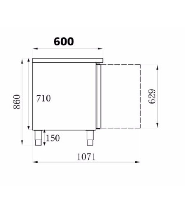 Koelwerkbank Standard Line | 2 Deurs | 260L | (H)86x(B)136x(D)60cm
