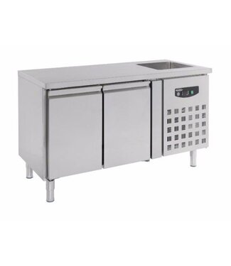 Combisteel Koelwerkbank met spoelbak | 2 Deurs | (H)96x(B)151x(D)70cm