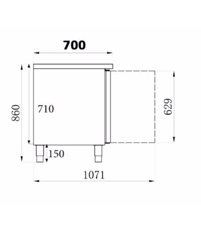 Koelwerkbank met spoelbak | 3 deurs | (H)86x(B)202x(D)70