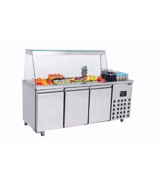 Combisteel Saladette Pro Line | met glasopstand | 3 deurs | (H)85x(B)186,5x(D)70