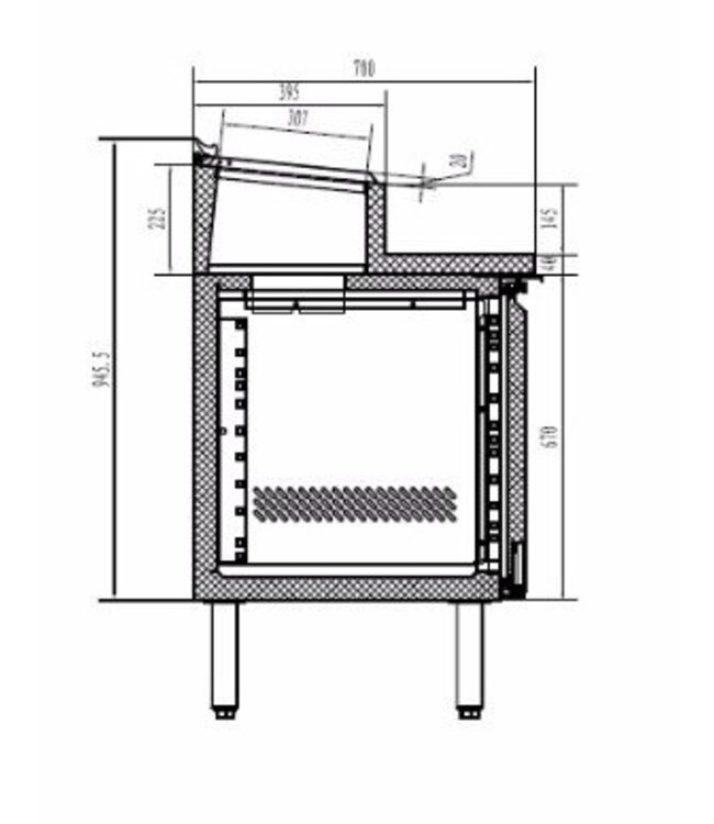 Saladette Standard Line | 2 deurs | boven 6x 1/3GN | (H)108,5x(B)136x(D)70