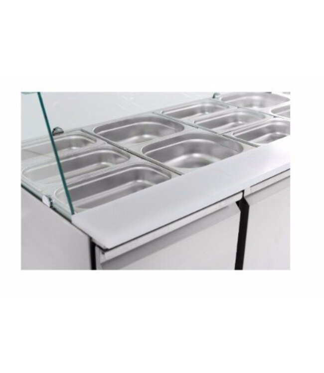 Saladette met glasopbouw | 3 deurs | boven 4/1GN | (H)85x(B)136,5x(D)70