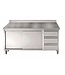 Werktafel RVS met deuren en 3 lades | achteropstand | Chef Line | (H)85/90x(B)200x(D)70