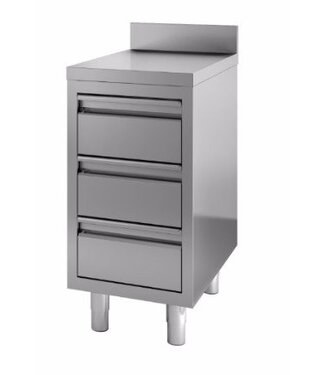 Werktafel RVS | achteropstand | | 3 lades | (H)85x(B)40x(D)70