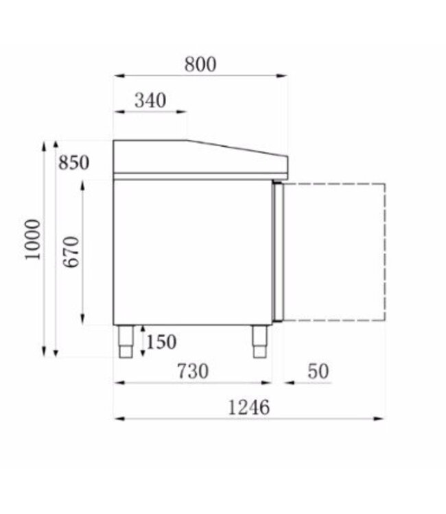 Pizzawerkbank 2-deurs | Standard Line | (H)100x(B)151,5x(D)80