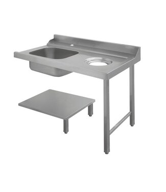 Bartscher RVS Aanvoertafel Bartscher Rechts met spoelbak en afvalkoker - 120cm