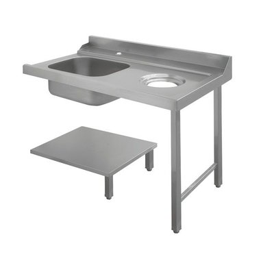 Aanvoertafel Bartscher Rechts met spoelbak en afvalkoker - 120cm