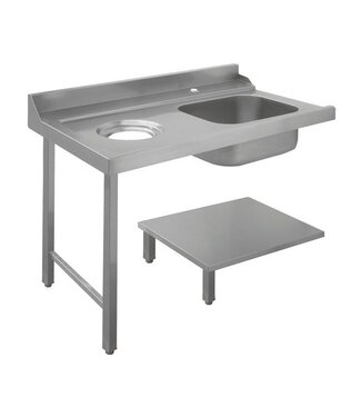 Bartscher RVS Aanvoertafel Bartscher Links met spoelbak en afvalkoker - 120cm