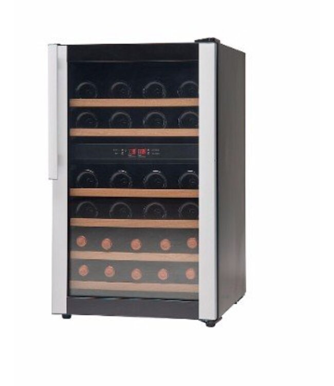 Wijnkoelkast Compact | Dubbele zone | +5 tot +18 graden | 32 flessen | (H)84,1x(B)49,3x(D)62,5cm