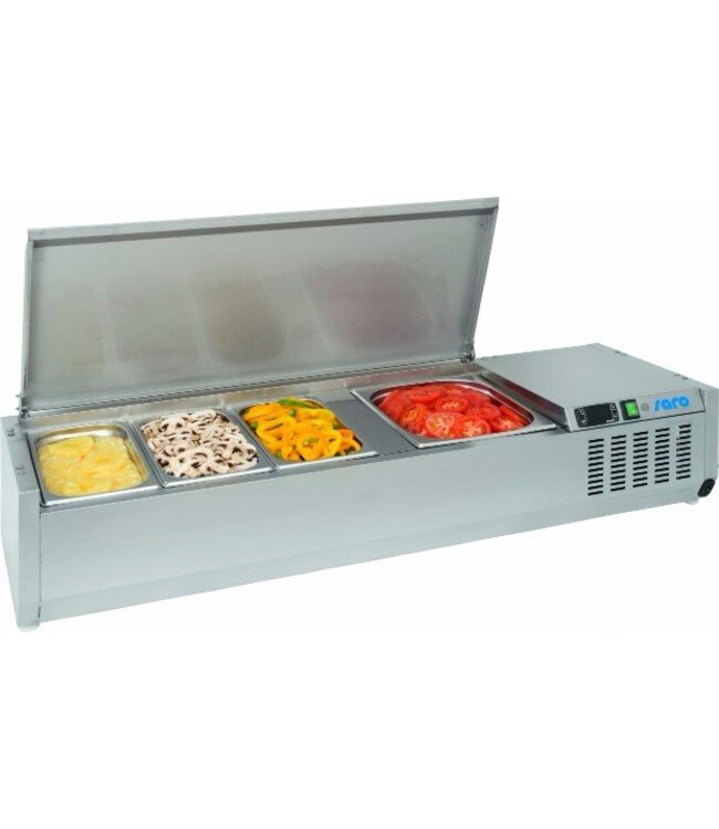 Opzetkoelvitrine | RVS deksel | 4x 1/3GN | (H)28x(B)120x(D)39,5cm