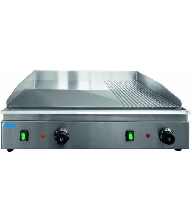 Bakplaat verchroomd | glad gegroefd | 3,5kW | (H)24x(B)72x(D)46