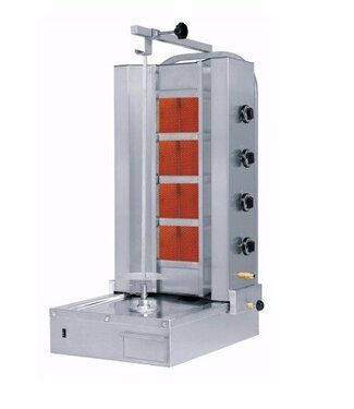 Döner kebab grill | Motor onder | Gas | 80kg vlees | 4 branders