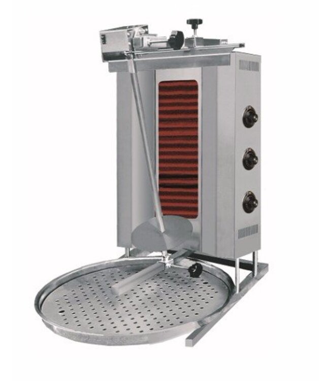 Döner kebab grill | Motor boven | Elektra | 60kg vlees | 3 branders