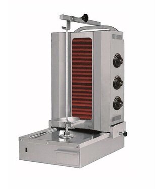 Döner kebab grill | Motor onder | Elektra | 60kg vlees | 3 branders