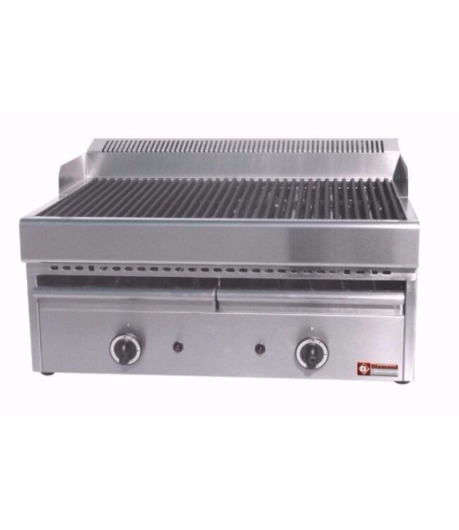 Stoomgrill - gas - dubbel met gietijzer - 770x630mm