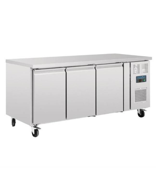 Polar Koelwerkbank RVS | 60x40cm | 3 deurs | 634L | (H)86x(B)202x(D)80