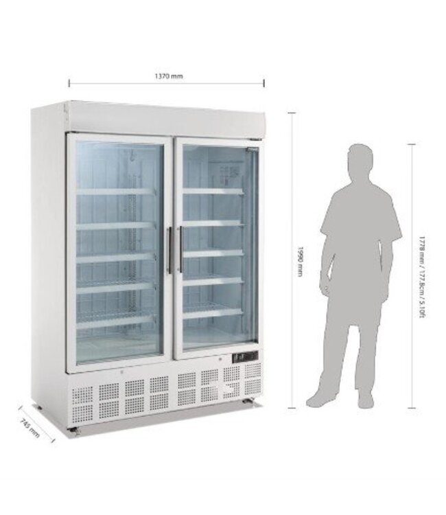 Display vriezer met wielen | 920L | Dubbeldeurs | (H)202,2x137x72cm