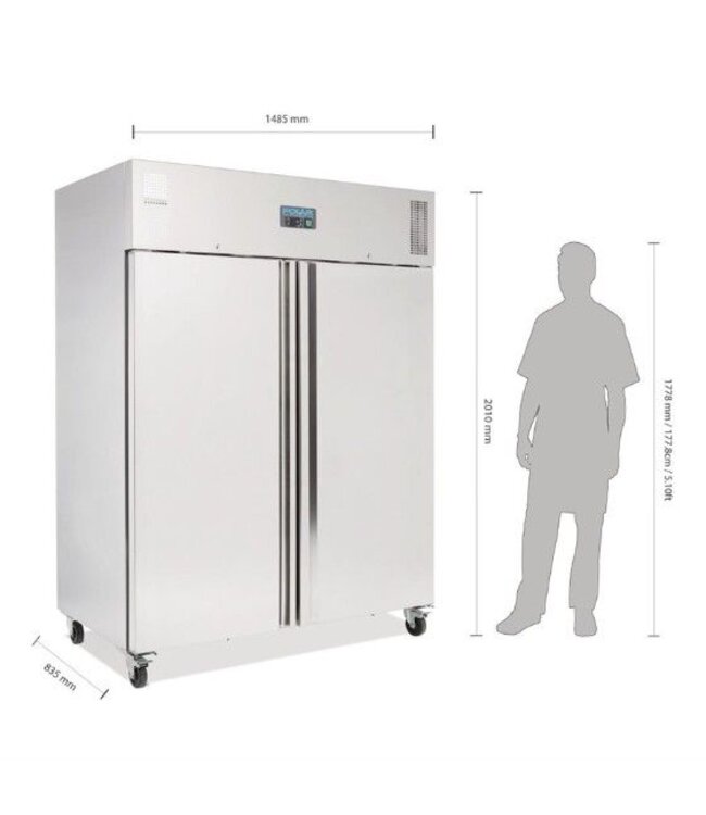 Vriezer Pro | Dubbeldeurs | 2/1GN | 1300L | (H)201x148,5x83,5cm