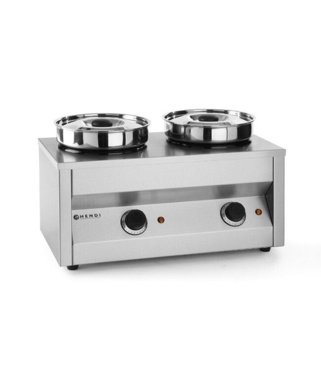 Bain marie met 2 ronde potten - Ø185mm - 2x 4,2 liter