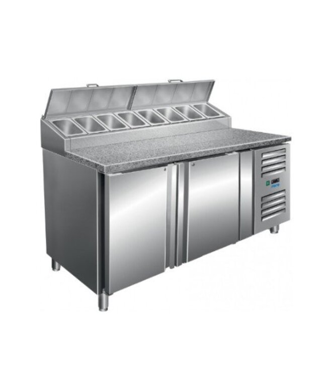 Pizza koelwerkbank | SH1500 | 2 deurs 60x40cm | 8/3GN | (H)108/114x(B)150x(D)85