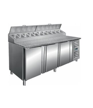 Saro Pizza koelwerkbank | SH2000 | 3 deurs 60x40cm | 11/3GN | (H)108/114x(B)200x(D)85