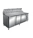 Saro Pizza koelwerkbank | SH2000 | 3 deurs 60x40cm | 11/3GN | (H)108/114x(B)200x(D)85