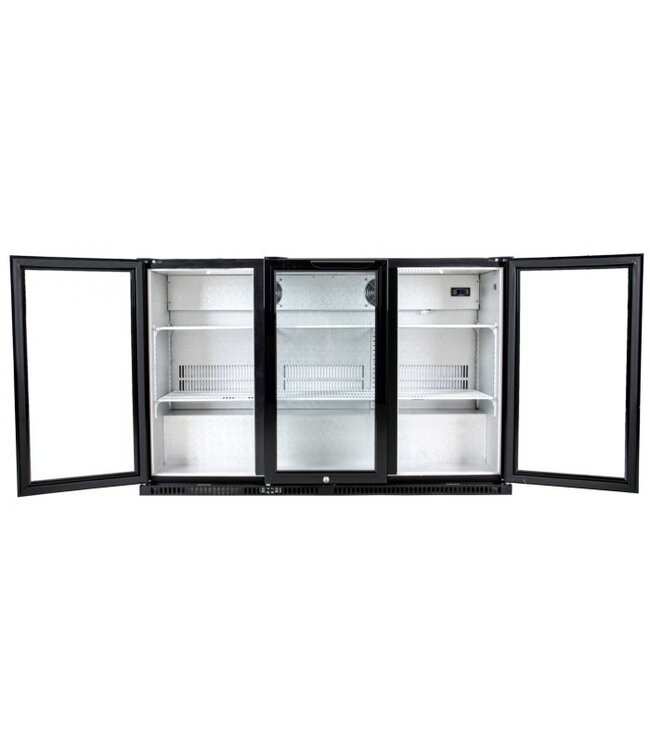 Horeca Barkoeling | 3 klapdeuren | Zwart | 350L | (H)87x(B)135x(D)52cm