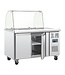 Saladette met gebogen glas | 2 deurs | boven 2/1GN | (H)136x(B)136x(D)70