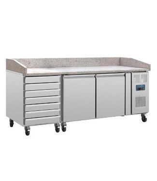 Polar Pizzawerkbank geforceerde koeling | 2 deurs + lades | (H)100x(B)202,5x(D)80