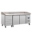 Polar Pizzawerkbank geforceerde koeling | 2 deurs + lades | (H)100x(B)202,5x(D)80