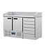 Polar Pizzawerkbank geventileerde koeling | 2 deurs + lades | (H)106x(B)142x(D)70