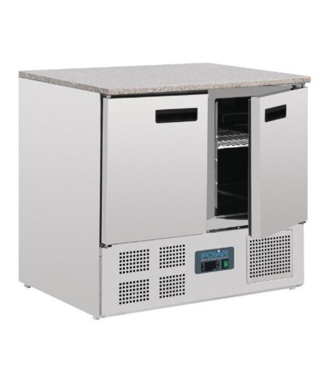 Koelwerkbank met marmer blad | 2 Deurs | 240L | (H)88x(B)90x(D)70cm