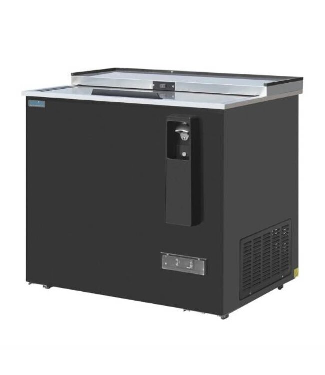 Flessen koelkist met flessenopener | 279L | zwart staal | (H)88,8x(B)93,5x(D)68,7