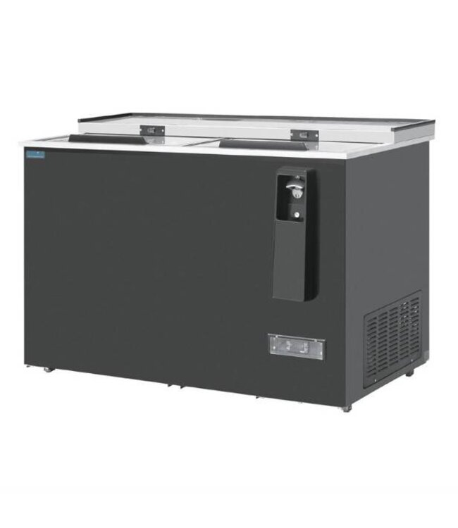 Flessen koelkist met flessenopener | 417L | zwart staal | (H)88,8x(B)125,5x(D)68,7