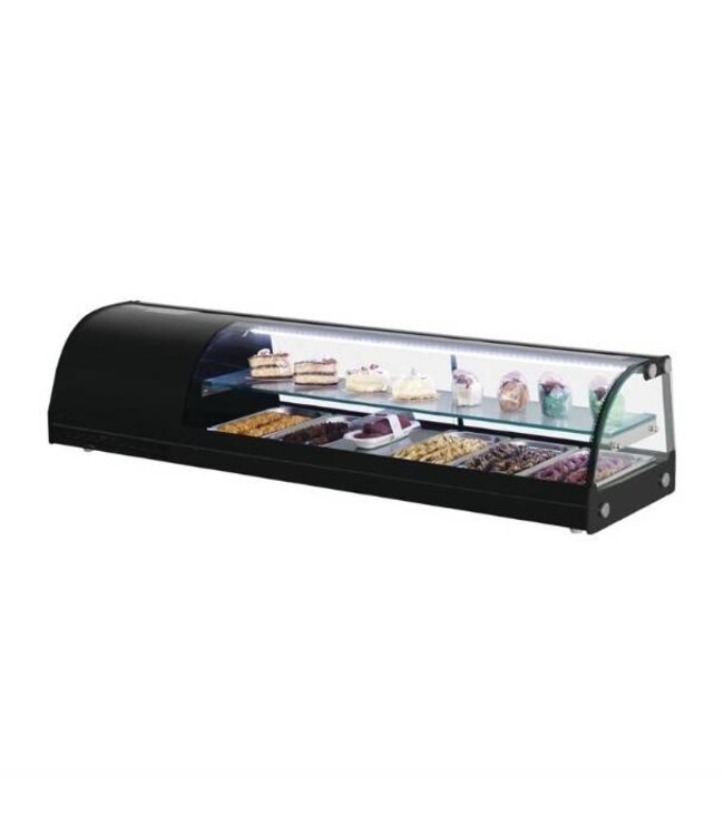 Gekoelde tapas vitrine | 5x 1/3GN | +4 tot +8 graden | (H)33x(B)150x(D)39cm