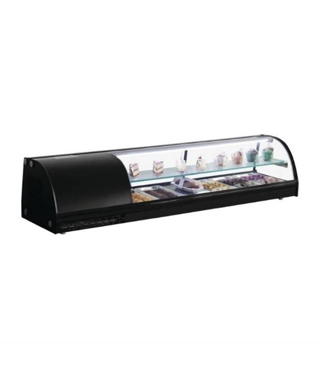 Gekoelde tapas vitrine | 5x 1/3GN | +4 tot +8 graden | (H)33x(B)150x(D)39cm