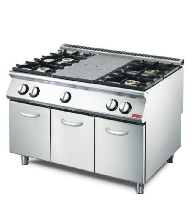 Gasfornuis Gastro M 700 | platenfornuis en 4 branders | (H)85x(B)120x(D)70